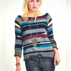 Free People sweater knit sz XS Montmartre striped scoop neck